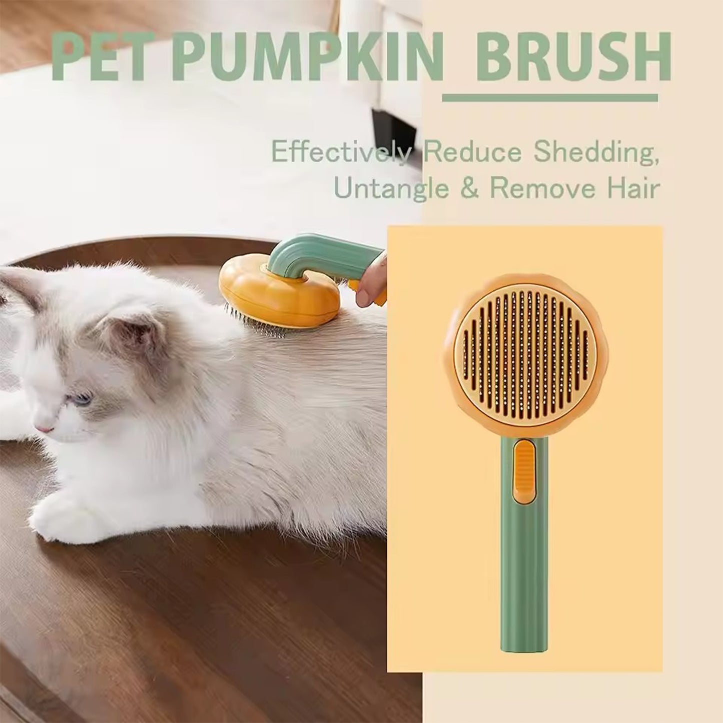 Self-Cleaning Pet Grooming Comb - Slicker Brush for Cats, Dogs & Rabbits