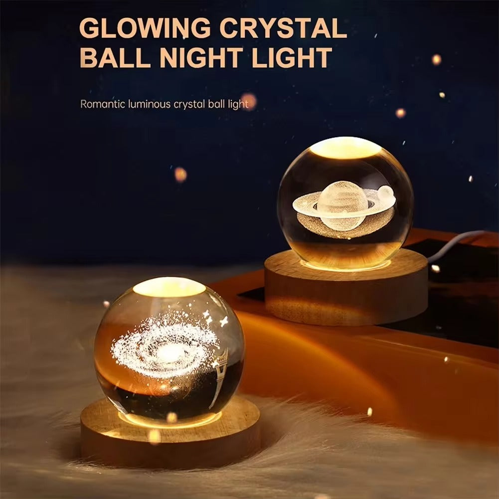 Unique 3D Crystal Ball Lamp with Galaxy & Planetary Projections