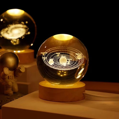 Unique 3D Crystal Ball Lamp with Galaxy & Planetary Projections