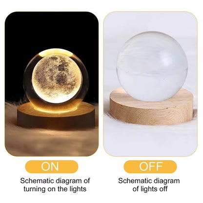 Unique 3D Crystal Ball Lamp with Galaxy & Planetary Projections