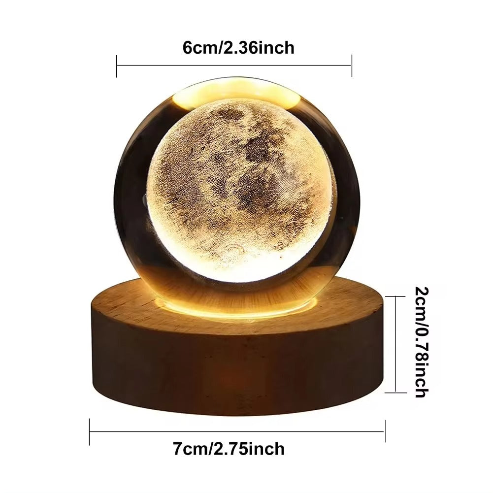 Unique 3D Crystal Ball Lamp with Galaxy & Planetary Projections